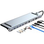 AD-059 11 in 1 USB-C / Type-C a 4K HDMI + VGA + Slot per schede SD / TF + Gigabit Ethernet + 3.5mm AUX + USB-C / TYPE-C + 4 USB 3.0 MULTIFUNZIONAMENTO DOCKING DOCKING DOCKING