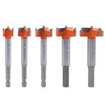 5 PCS / Set Leateworking Foro Opener Cerniera Pietra Stone Cream Board Wood Foro per tampone Porta con colletto Lavorazione del legno Bit Plat (Plastic Box)