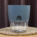 5 pezzi Plastica trasparente Plastica Double-Loay Acqua Stoccaggio Automatico Assorbente Flowerpot, Dimensioni: A705 Calibro 10.5cm (Grigio Trasparente Basin)