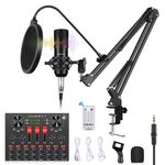 PULUZ Scheda audio Broadcast Bluetooth Bluetooth Mixer Sound Studio Kit microfono con sospensione Braccio a forbice e supporto per ammortizzatore in metallo, versione cinese (nero)