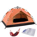 TC-014 Outdoor Beach Travel Viaggi Camping Tenda multi-persona a primavera automatica per 2 persone (arancione + tappetino + amaca)