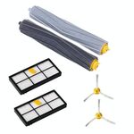 Pennello da spazzatura robot + filtro Hypa + Pennello laterale triangolare per Irobot 800 960 (nero)