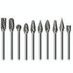 10 pz / set in lega dura in lega di tungsteno in acciaio a testa double pattern rotating fresa a fresa a testa radice coltello da intaglio, stile: scatola trasparente