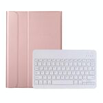AK10 2 in 1 tastiera Bluetooth rimovibile + Custodia in pelle protettiva in pelle di agnello con supporto per Lenovo Qitan K10 TB-X6C6X (oro rosa)