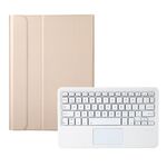 AK10-A 2 in 1 tastiera Bluetooth rimovibile + Custodia protettiva in pelle di texture in pelle di agnello con touchpad e supporto per Lenovo Qitian K10 TB-X6C6X (oro)