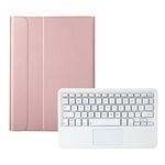 AK10-A 2 in 1 tastiera Bluetooth rimovibile + custodia in pelle protettiva in pelle di agnello con touchpad e supporto per Lenovo Qitan K10 TB-X6C6X (oro rosa)