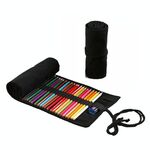 108 fori Pure Black Black Handmade Rotolo di tela Borsa Penna Penna Grande Capacità Ragazzo e Ragazza Schizzo Tenda a matita di colore