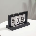 Calendario di lancio in legno Semplice Desktop Desktop Piccoli ornamenti Studio Study Desk Calendar (Nero)