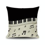 2 Pz Piano Nota NOTA Digital Stampato Lino Fodera senza cuscino, Dimensioni: 45x45cm (2)