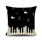 2 PCS Piano NOTA NOTA Digital Stampato Lino Fodera senza cuscino, Dimensione: 45x45cm (6)