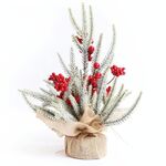 SYAF19 33 cm Decorazioni natalizie Snow PE Mini Pianta dell'albero di Natale (frutta rossa)