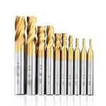 10 PCS / Set ad alta velocità in acciaio e alluminio Faccia finale fresa con stelo dritto, titanio placcato Fresa