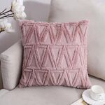 Double-lated Peluche Cuscino Home Divano Cuscino Federa, Dimensioni: 45x45cm Pillowcase + Core (triangolo rosa)