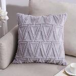 Double-lated Peluche Pillow Home Divano Cuscino Federa, Dimensioni: 45x45cm Pillowcase + Core (triangolo grigio)