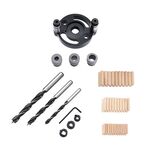 Lavorazione del legno Punzonatore del foro dritto Agocentro di Agocentro Splicing Playing Localizzatore per la lavorazione del legno Strumento di perforazione, Stile: Nero + 7 Pz Trapano Bit + 60 Supporta in legno