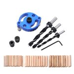 Lavorazione del legno Dritto Puncher Agocentrico di Agocentro Splicing Playing Localizzatore per la lavorazione del legno Strumento di perforazione, Stile: Blu + 7 Pz Bit Drill + 60 Supporta in legno