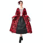 PS1972 Costume di Halloween Adult Retro Pizzo Palace Dress, Dimensioni: L (rosso)