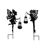 2 in 1 Lampada da giardino solare in metallo All'aperto Paesaggio esterna Giardino Luce fata ornamenti da vista