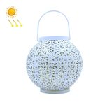 La decorazione del giardino all'aperto ha condotto la lampada portatile della lampada a forma di palla vuota del ferro battuto del giardino ad esterno (bianco)