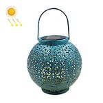 La decorazione da giardino all'aperto ha condotto la lampada portatile a forma di palla cavo del ferro battuto del giardino a forma di solare (blu)