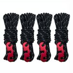 4m x 4 rotoli per esterni tenda da campeggio tenda a baldacchino corda del vento luminosa multi-funzione corda del vento tenda fibbia tenda corda fissa (nero-nero-nero)