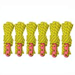 4m x 6 Rolls Outdoor Camping Tenda Tenda a baldacchino corda del vento luminosa multi-funzione corda del vento tenda fibbia tenda fissa corda (seckle-giallo-giallo)