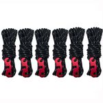 4m x 6 Rolls Outdoor Camping Tental Tenda a baldacchino Vento Corda luminosa Multi-funzione Vento Vento Tenda Fibbia Tenda Fissa Corda fissa (Fibbia-nera nera)