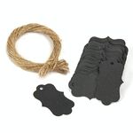 Tag di imballaggio regalo da 2 confezioni con spago (100 pezzi / pacco nero)