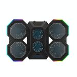 F12 6 Ventilatori USB Semiconductor Computer Radiatore per computer Taccuino con supporto per telefono, Colore: luce blu + luce RGB