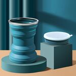 AK1313 320ml tazza di acqua pieghevole in silicone portatile con coperchio (blu)