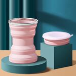 AK1313 320ml tazza di acqua pieghevole in silicone portatile con coperchio (rosa)