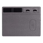 JJ-82401 Mouse pad con ricarica del telefono e supporto del telefono (grigio)