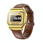 KW18 IP67 0.96 inch Leather Watchband Color Screen Smart Watch(Gold)