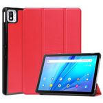 Per TCL Tab 10s Tre-Pieghevole Titolare Custer Texture in pelle Case Tablet (rosso)