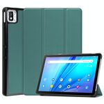 Per TCL Tab 10s Tre-Pieghevole Tre-Pieghevole Custer Texture in pelle Tablet Case (verde scuro)
