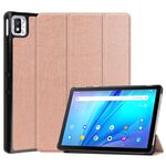 Per TCL Tab 10s Tre-Pieghevole Titolare custer Texture in pelle Tablet Case (oro rosa)