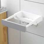 Scaffale per lavabo retrattile senza punzonatura con stoccaggio con stoccaggio (bianco grigio)