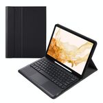 Custodia in pelle Bluetooth Bluetooth A800B-A con titolare e penna Slot & Touchpad per Samsung Galaxy Tab S8 + x800 (nero)