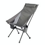 Sedia da spiaggia pieghevole portatile in lega di alluminio da campeggio all'aperto, colore: con tasca (grigio scuro)