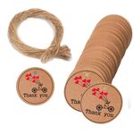 5 borse 100 pz / borsa Tag regalo di carta kraft con corda di canapa 20m (L-06)