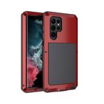 Custodia in silicone impermeabile antiurto per Samsung Galaxy S22 Ultra 5G + custodia in lega di zinco (rosso)