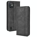 Per Wiko Y82 Magnetic Fibbia Magnetica Retro Crazy Horse Custodia in pelle (Nero)