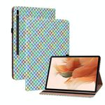 Per Samsung Galaxy Tab S8 + / TAB S7 + Color Weave Texve Texture Caso compressa in pelle flip con supporto (arcobaleno)