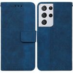 Per Samsung Galaxy S21 Ultra 5G Custodia in pelle geometrica geometrica (blu)