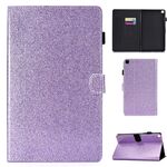 Per Galaxy Tab A 8.0 (2019) Custodia in pelle con vibrazione orizzontale in polvere glitterata T290 con supporto e slot per scheda (viola)