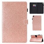 Per Galaxy Tab A 8.0 (2019) Custodia in pelle con vibrazione orizzontale in polvere glitterata T290 con supporto e slot per scheda (oro rosa)