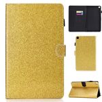 Per Galaxy Tab A Case 8.0 (2019) T290 Vernice Glitter polvere orizzontale del cuoio di vibrazione con il supporto e slot per schede (oro)