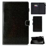 Per Galaxy Tab A 8.0 (2019) Custodia in pelle con vibrazione orizzontale in polvere glitterata T290 con supporto e slot per scheda (nero)