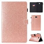 Per Galaxy Tab A 10.1 (2016) T580 Custodia in pelle con vibrazione orizzontale in polvere glitterata per vernice con supporto e slot per scheda (oro rosa)