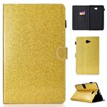 Per Galaxy Tab A 10.1 (2016) T580 Custodia in pelle con vibrazione orizzontale in polvere glitterata verniciata con supporto e slot per scheda (oro)